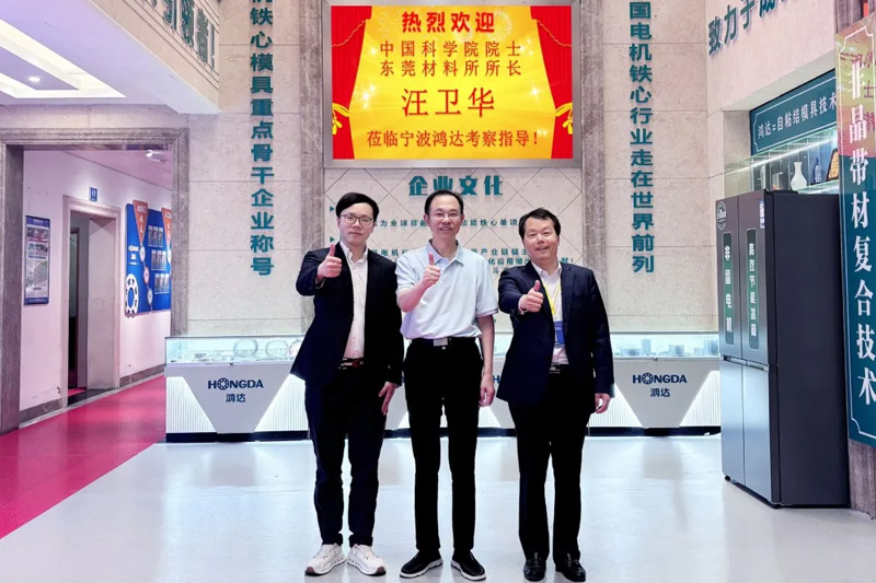 中科院院士、东莞材料所所长汪卫华莅临宁波鸿达考察指导，共同推动非晶电机产业化、商业化应用！